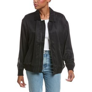 Chaser Womens  Silky Twill Johnny Zip Up Sweater
